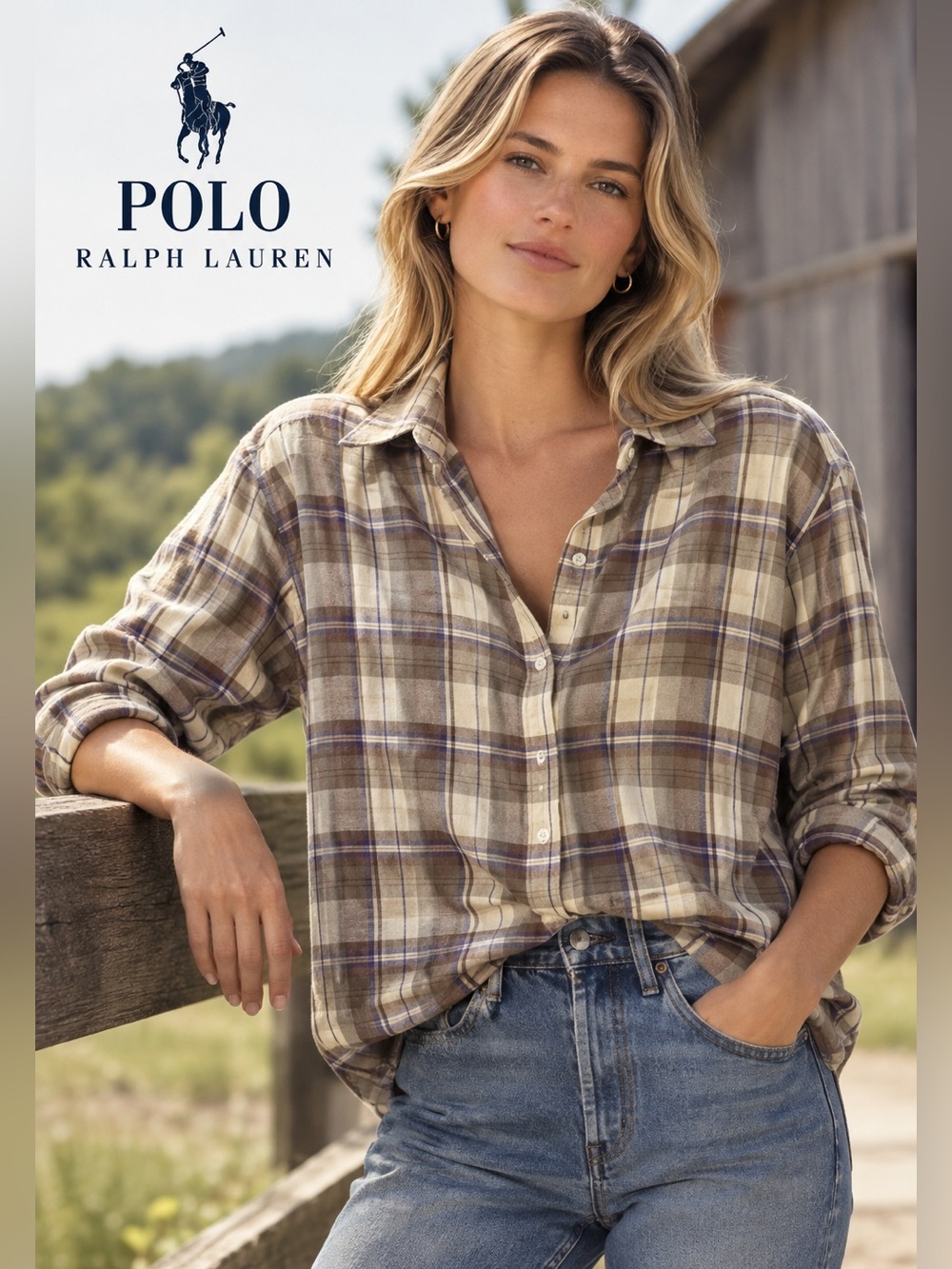 Lauren Ralph Lauren Plaid Button-Down Long Sleeve Shirt